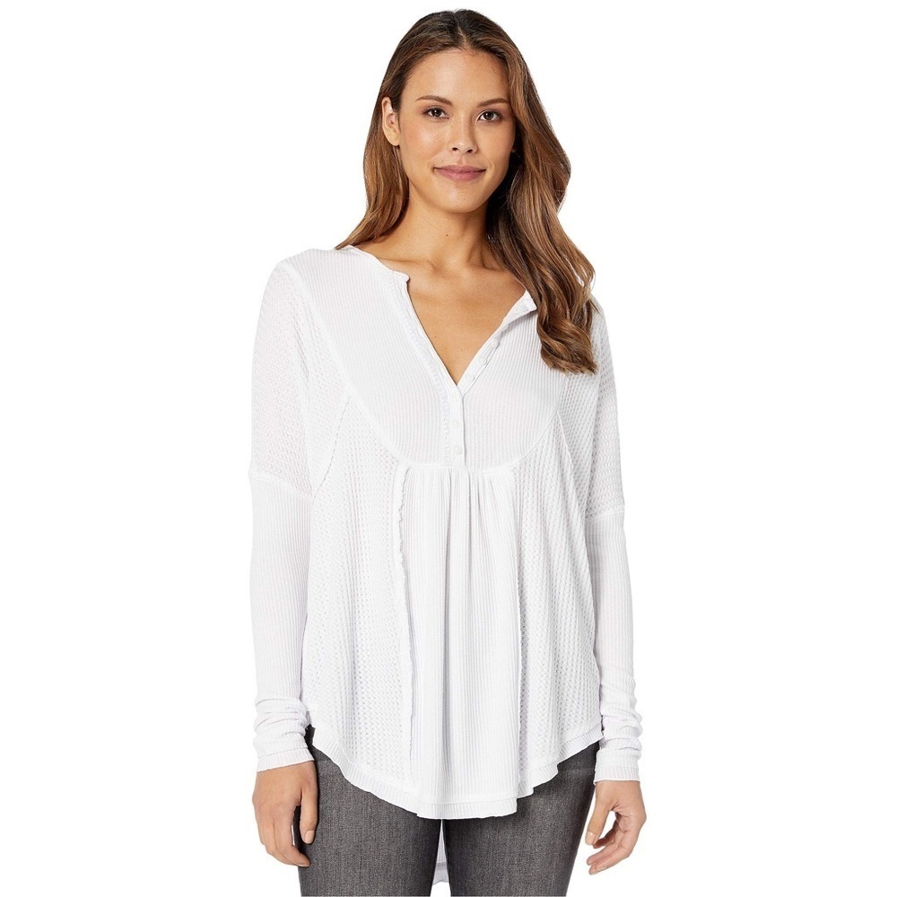 NWT - Free People - Leo Henley Tee - White